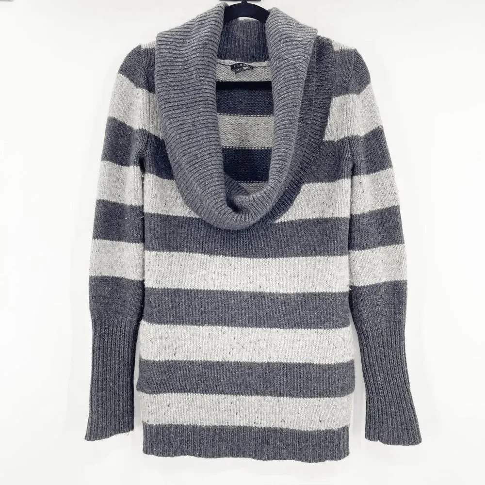 Theory Women's Gray Cowl Neck Long Sleeve Mid‎ Length Pullover Sweater Size 2